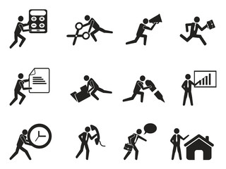 businessman office working man icons set