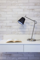 book on working desk with Lamp home interior deocration