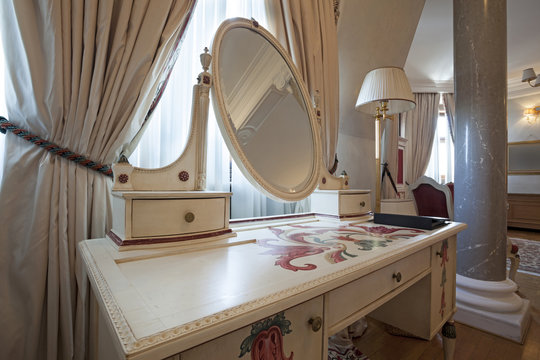 Antique dressing table in luxury villa 