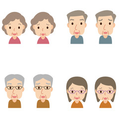 高齢者　顔　男女　セット