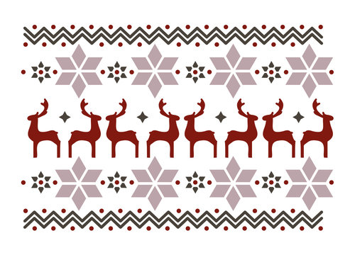 Muster aus Weihnachtssterne und Rentiere