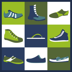 Footwear elements icons set. Easily edited