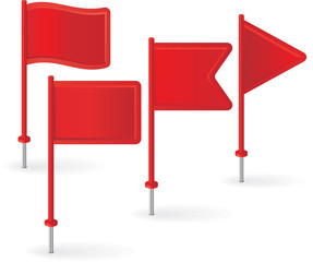 Set of red pin flags. Vector
