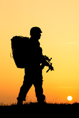 Fototapeta na wymiar Soldier silhouette