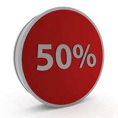 Fivety percent circular icon on white background