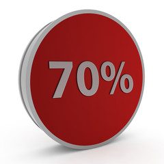 Seventy percent circular icon on white background