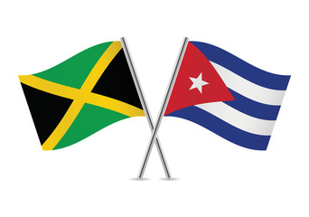 Jamaican and Cuban flags. Vector illustration.