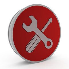 Settings circular icon on white background