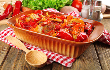 Vegetable ragout on table, close-up