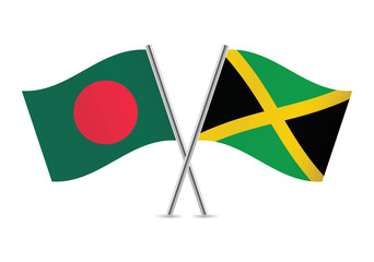 Jamaican and Bangladeshi flags. Vector illustration.