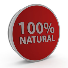 100% natural circular icon on white background