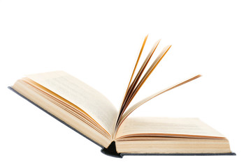 Opened book isolated on white