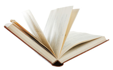 Opened book isolated on white