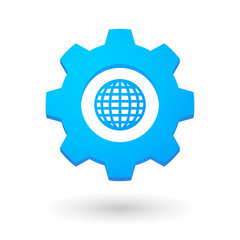 Gear icon with a world glove