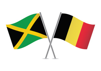 Jamaican and Belgian flags. Vector illustration.