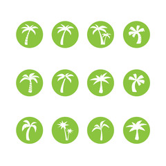 coconut tree circle icon set, vector eps10