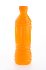 Orange juice bottle isolated on white background