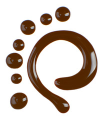 Chocolate syrup drips isolated on white