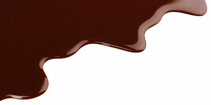 Melted Chocolate Dripping On White Background