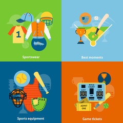 Baseball flat icons composition print