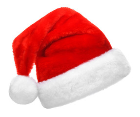 Obraz na płótnie Canvas Single Santa Claus red hat isolated on white background