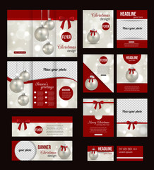 Set of Christmas corporate business stationery templates.