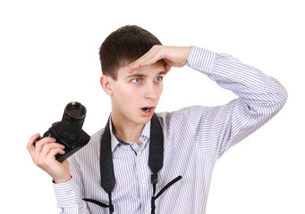 Naklejka premium Teenager with Photo Camera