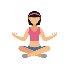 Woman in Pose Practicing Yoga. Vector