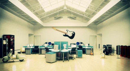 Ufficio coworking scrivanie, studio , startup