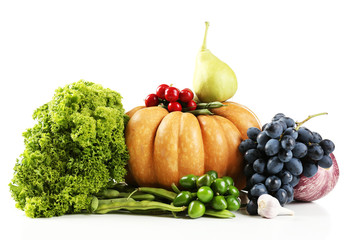 Fresh organic vegetables, isolated on white