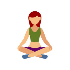 Woman in Pose Practicing Yoga. Vector