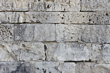 Close up of old stone masonry