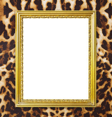 golden frame with leopard texture background