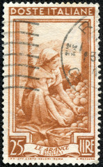 stamp printed in Italy, shows Sicilia - the orange