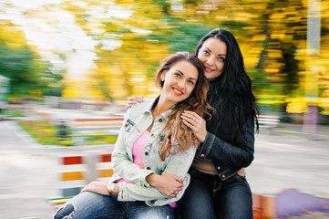 Fototapeta premium two sexy, beautiful young happy women