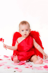 beautiful little boy dressed as Cupid