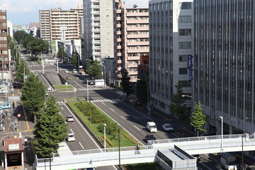 Fototapeta na wymiar Cityscape of Downtown Sapporo , Japan
