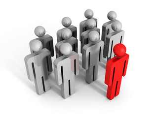 red 3d leader man icon figure forward of team