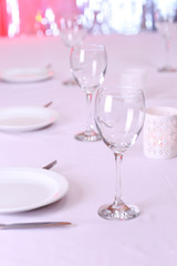 Table setting in restaurant
