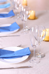 Table setting in restaurant