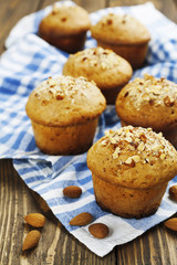 Homemade muffins with almonds