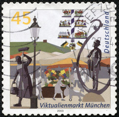 stamp  shows Market Stalls, Munich