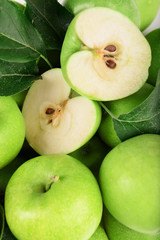 Ripe green apples close up