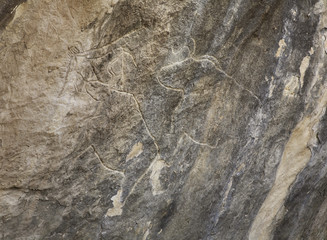 Petroglyphs in Gobustan National Park. Azerbaijan