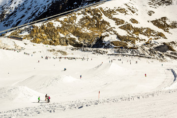 Ski landscape with resting people