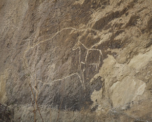 Petroglyphs in Gobustan National Park. Azerbaijan