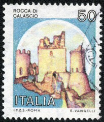 stamp printed in Italy  shows Rocca di Calascio, L'Aquila