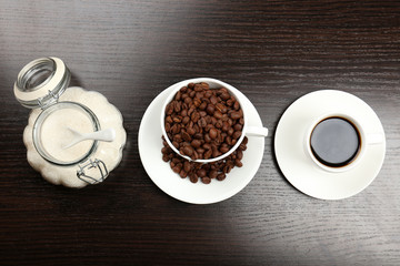 Fresh coffee with several ingredients