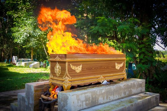 Fire On The Coffin For Cremation