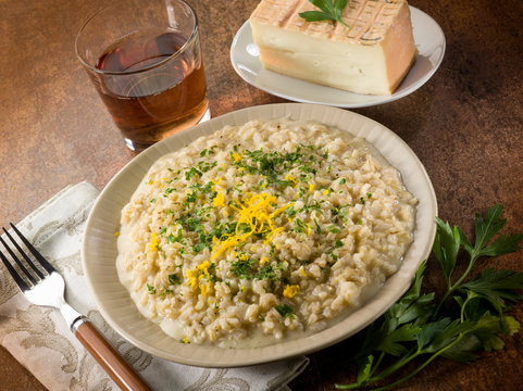 risotto with taleggio cheese lemon peel and parsley